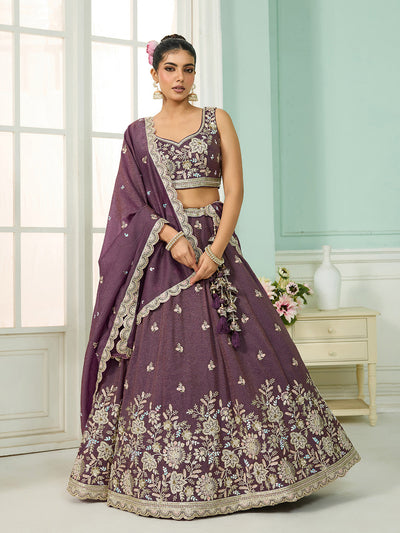 Tissue Fabric Sequins embroidery Semi-Stitched Lehenga & Unstitched Blouse With Dupatta houseofpanchhi