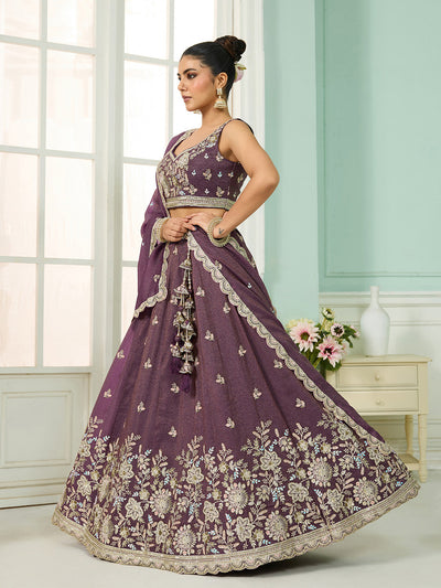 Tissue Fabric Sequins embroidery Semi-Stitched Lehenga & Unstitched Blouse With Dupatta houseofpanchhi
