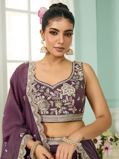 Tissue Fabric Sequins embroidery Semi-Stitched Lehenga & Unstitched Blouse With Dupatta houseofpanchhi
