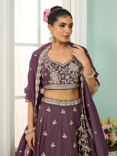 Tissue Fabric Sequins embroidery Semi-Stitched Lehenga & Unstitched Blouse With Dupatta houseofpanchhi