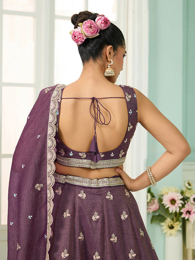 Tissue Fabric Sequins embroidery Semi-Stitched Lehenga & Unstitched Blouse With Dupatta houseofpanchhi