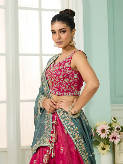 Silk Fabric Sequins embroidery Semi-Stitched Lehenga & Unstitched Blouse With Dupatta House of Panchhi