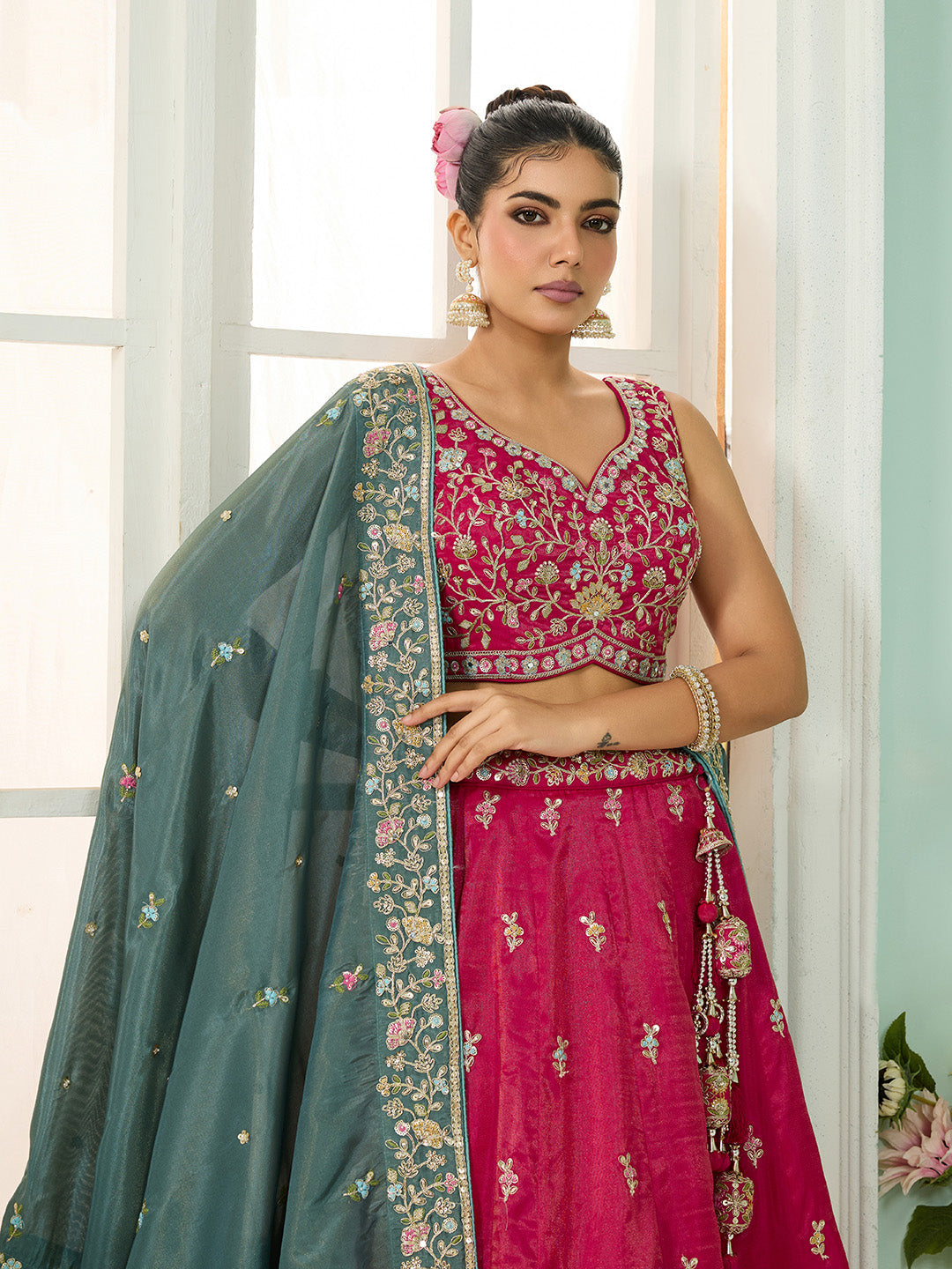 Silk Fabric Sequins embroidery Semi-Stitched Lehenga & Unstitched Blouse With Dupatta House of Panchhi