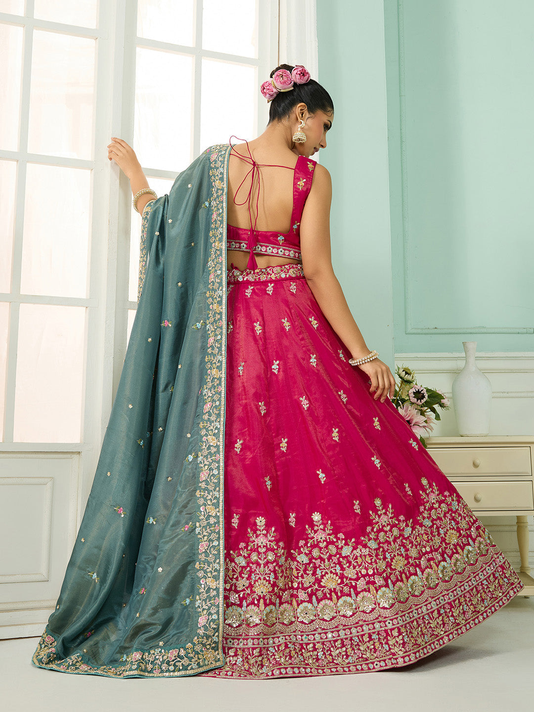 Silk Fabric Sequins embroidery Semi-Stitched Lehenga & Unstitched Blouse With Dupatta House of Panchhi