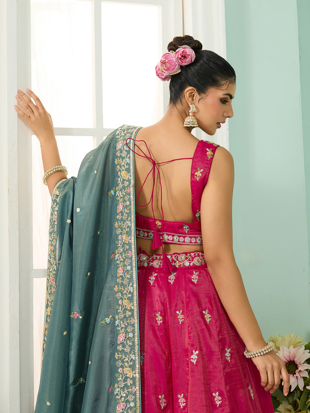 Silk Fabric Sequins embroidery Semi-Stitched Lehenga & Unstitched Blouse With Dupatta House of Panchhi