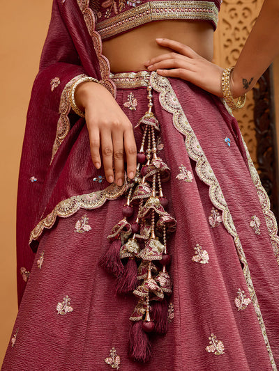 Tissue Fabric Sequins embroidery Semi-Stitched Lehenga & Unstitched Blouse With Dupatta houseofpanchhi