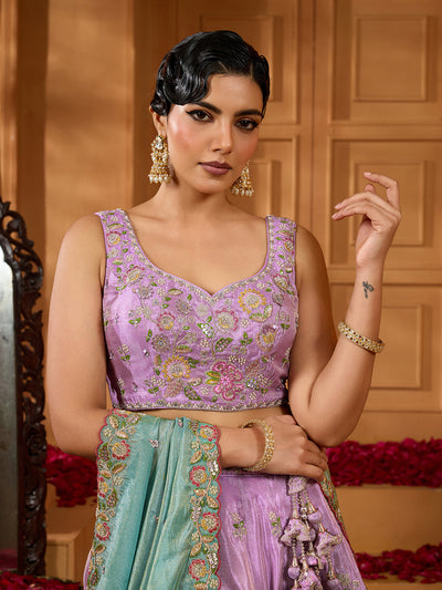 Satin Silk Fabric Sequins embroidery Semi-Stitched Lehenga & Unstitched Blouse With Dupatta House of Panchhi