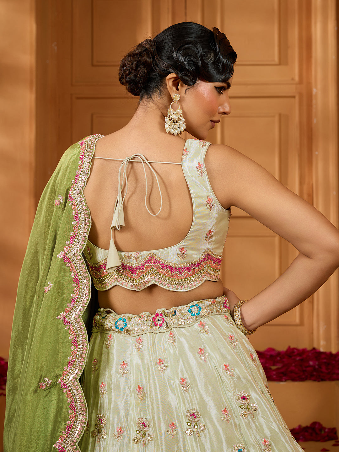 Tissue Fabric Sequins embroidery Semi-Stitched Lehenga & Unstitched Blouse With Dupatta houseofpanchhi