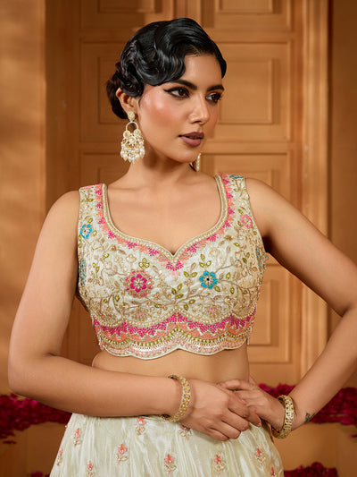 Tissue Fabric Sequins embroidery Semi-Stitched Lehenga & Unstitched Blouse With Dupatta houseofpanchhi