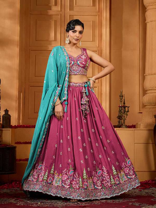 Georgette Fabric Sequins embroidery Semi-Stitched Lehenga & Unstitched Blouse With Dupatta (Copy) House of Panchhi