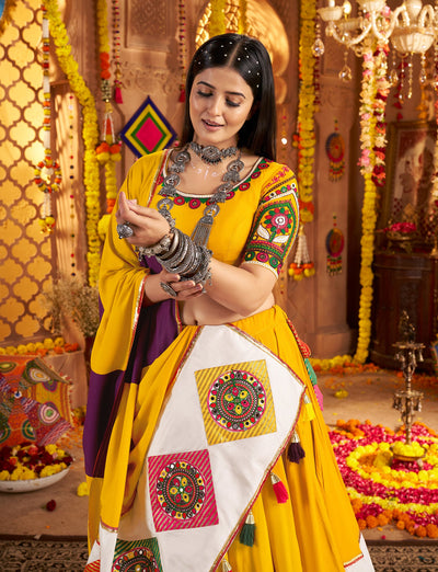 Viscose cotton thread embroidered with jacquard patch work lehenga choli houseofpanchhi