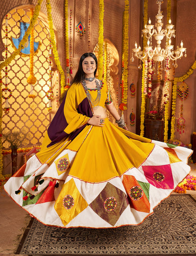 Viscose cotton thread embroidered with jacquard patch work lehenga choli houseofpanchhi