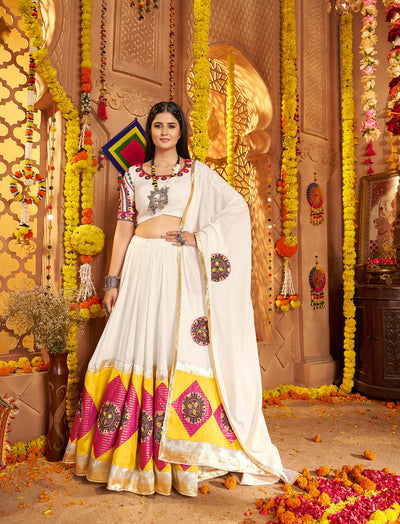 Viscose cotton thread embroidered with jacquard patch work lehenga choli houseofpanchhi
