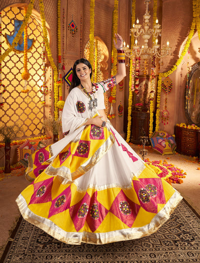Viscose cotton thread embroidered with jacquard patch work lehenga choli houseofpanchhi