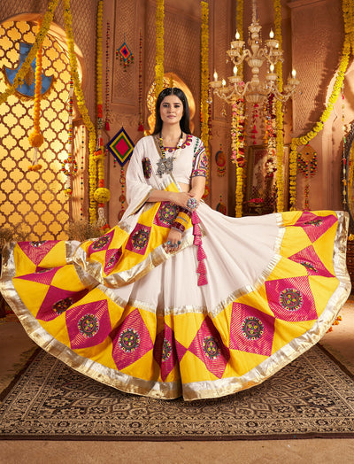 Viscose cotton thread embroidered with jacquard patch work lehenga choli houseofpanchhi