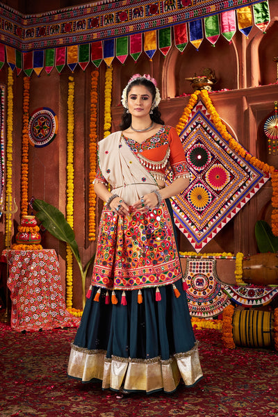 Navratri Designer Viscose Cotton thread embroidered with jacquard patch work lehenga choli (Copy) (Copy) houseofpanchhi
