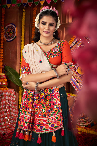 Navratri Designer Viscose Cotton thread embroidered with jacquard patch work lehenga choli (Copy) (Copy) houseofpanchhi