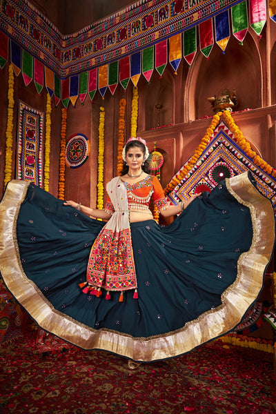 Navratri Designer Viscose Cotton thread embroidered with jacquard patch work lehenga choli (Copy) (Copy) houseofpanchhi