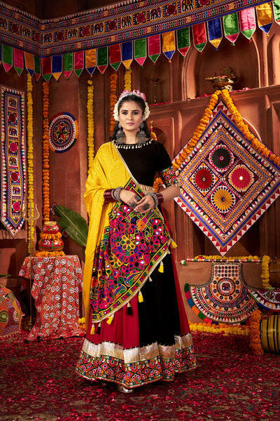 Navratri Designer Viscose Cotton thread embroidered with jacquard patch work lehenga choli (Copy) houseofpanchhi