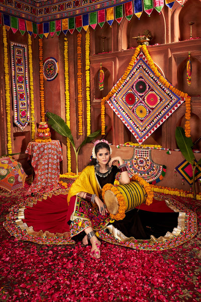 Navratri Designer Viscose Cotton thread embroidered with jacquard patch work lehenga choli (Copy) houseofpanchhi
