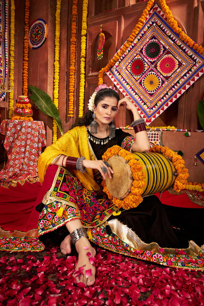 Navratri Designer Viscose Cotton thread embroidered with jacquard patch work lehenga choli (Copy) houseofpanchhi