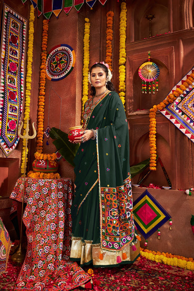 Teal colour Navratri Designer Viscose Cotton with jacquard patch work lehenga choli houseofpanchhi