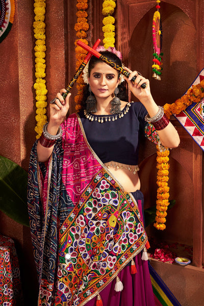 Navratri Designer Viscose Cotton thread embroidered with jacquard patch work lehenga choli (Copy) houseofpanchhi