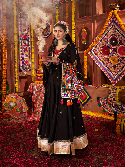 Multi Colour Navratri Designer Kutchi work Ready To Wear Lehenga Choli houseofpanchhi