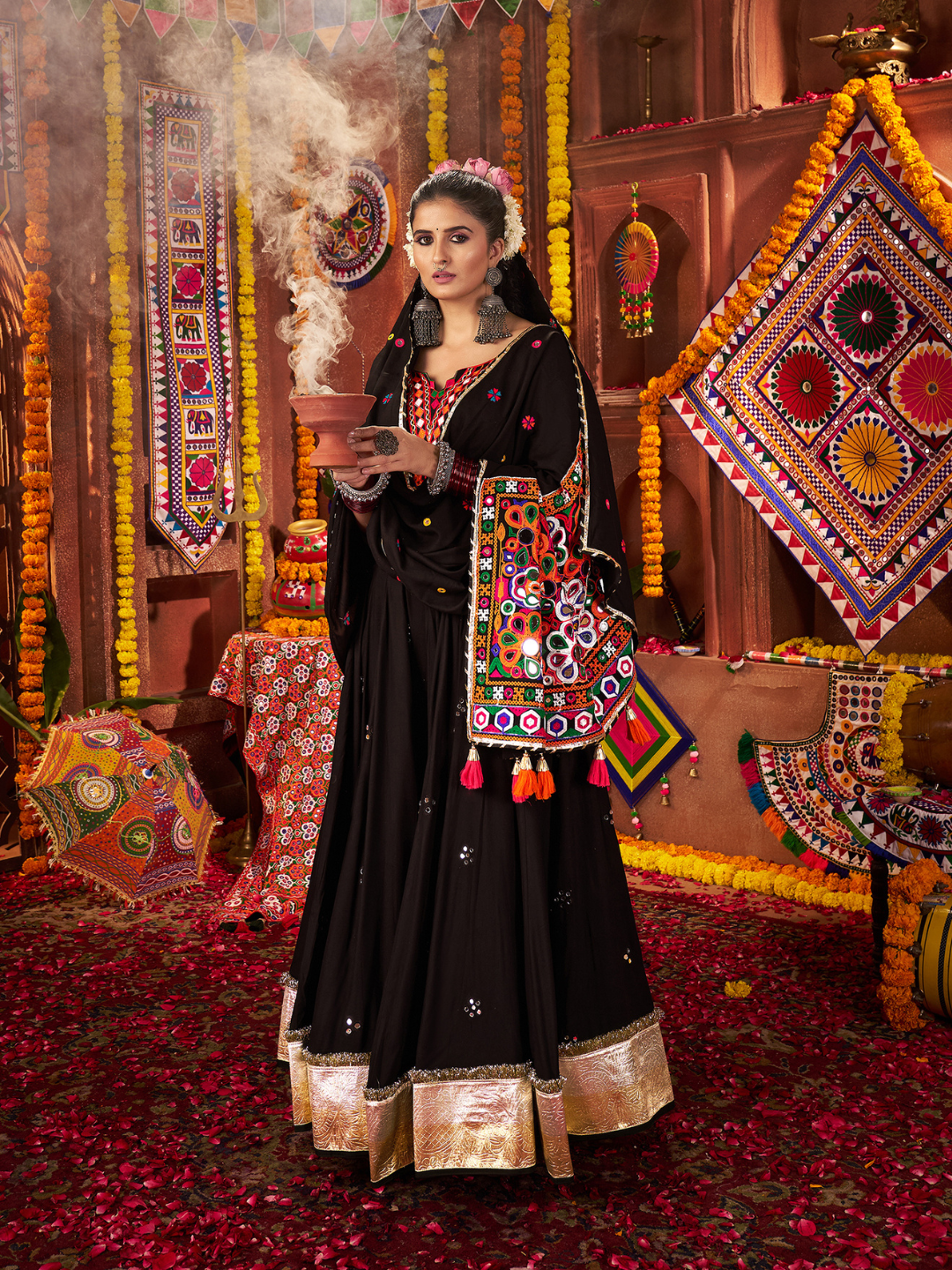 Multi Colour Navratri Designer Kutchi work Ready To Wear Lehenga Choli houseofpanchhi