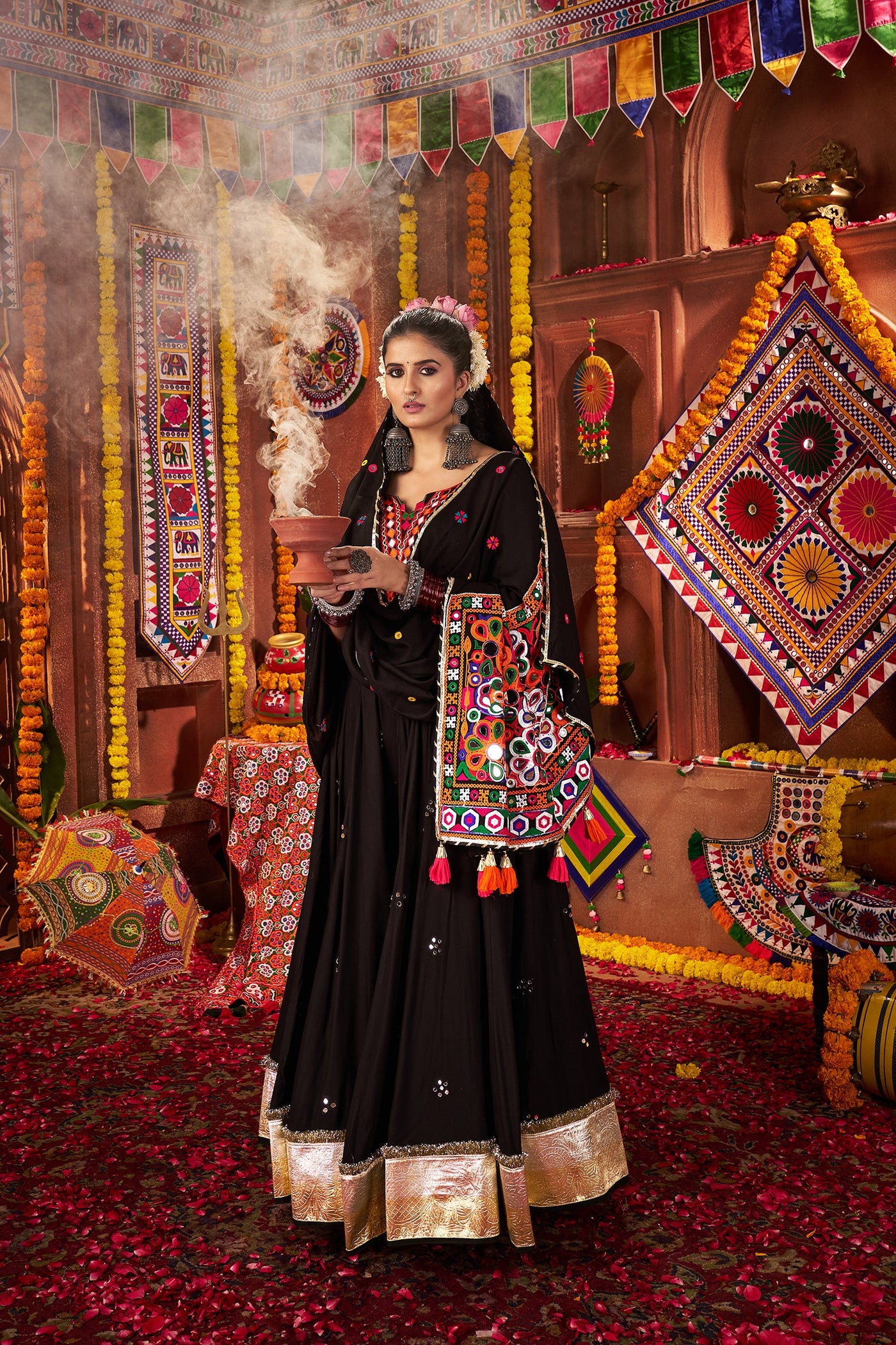 Green Colour Navratri Designer Hand Work Ready To Wear Lehenga Choli. (Copy) houseofpanchhi