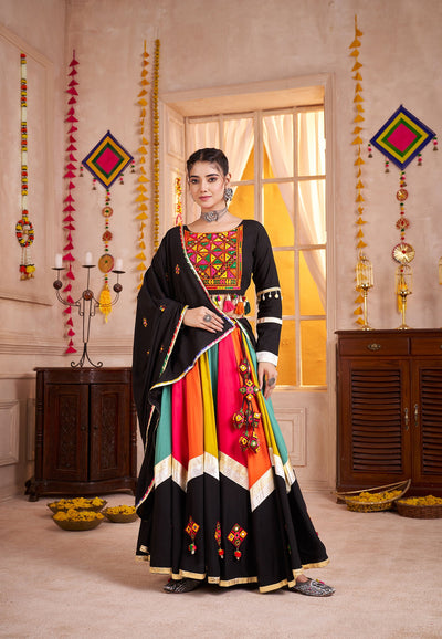 Viscose cotton thread embroidered with jacquard patch work Ready to wear lehenga choli. (Copy) houseofpanchhi