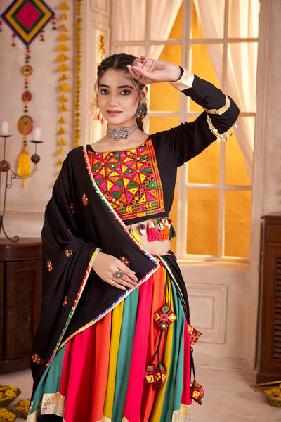 Viscose cotton thread embroidered with jacquard patch work Ready to wear lehenga choli. (Copy) houseofpanchhi
