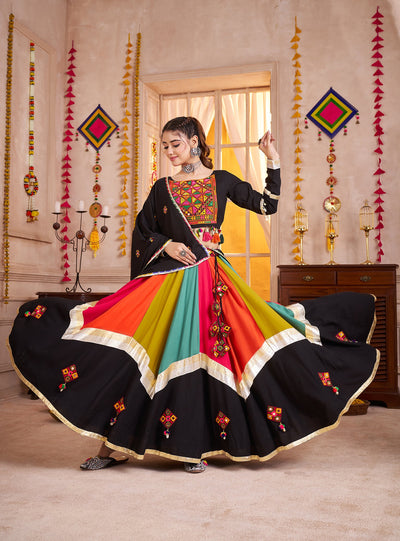 Viscose cotton thread embroidered with jacquard patch work Ready to wear lehenga choli. (Copy) houseofpanchhi