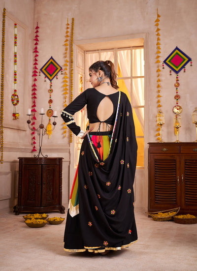 Viscose cotton thread embroidered with jacquard patch work Ready to wear lehenga choli. (Copy) houseofpanchhi