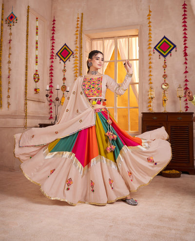 Viscose cotton thread embroidered with jacquard patch work Ready to wear lehenga choli. (Copy) houseofpanchhi
