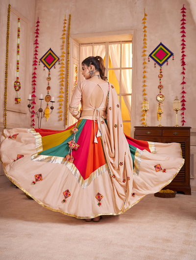 Viscose cotton thread embroidered with jacquard patch work Ready to wear lehenga choli. (Copy) houseofpanchhi
