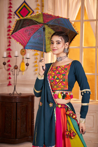 Viscose cotton thread embroidered with jacquard patch work Ready to wear lehenga choli. (Copy) houseofpanchhi