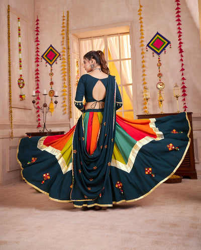 Viscose cotton thread embroidered with jacquard patch work Ready to wear lehenga choli. (Copy) houseofpanchhi