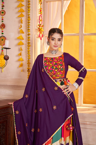 Viscose cotton thread embroidered with jacquard patch work Ready to wear lehenga choli. (Copy) houseofpanchhi