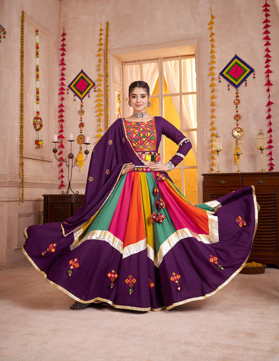 Viscose cotton thread embroidered with jacquard patch work Ready to wear lehenga choli. (Copy) houseofpanchhi