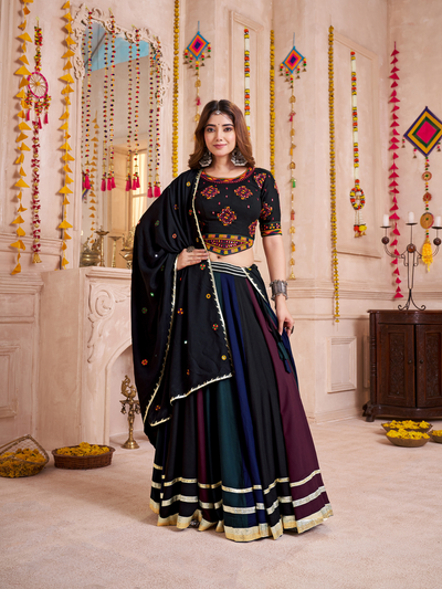 Multi Color Navratri Designer Kutchi work Ready To Wear Lehenga Choli houseofpanchhi