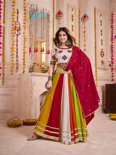 Multi Color Navratri Designer Kutchi work Ready To Wear Lehenga Choli houseofpanchhi