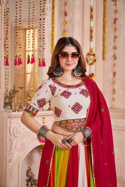 Multi Color Navratri Designer Kutchi work Ready To Wear Lehenga Choli houseofpanchhi