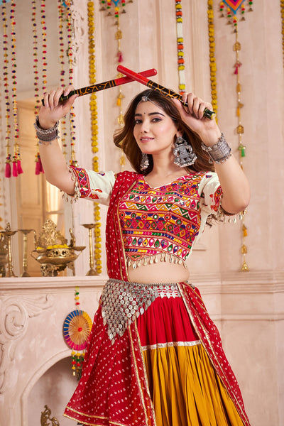 Multi Color Navratri Designer Kutchi work Ready To Wear Lehenga Choli houseofpanchhi