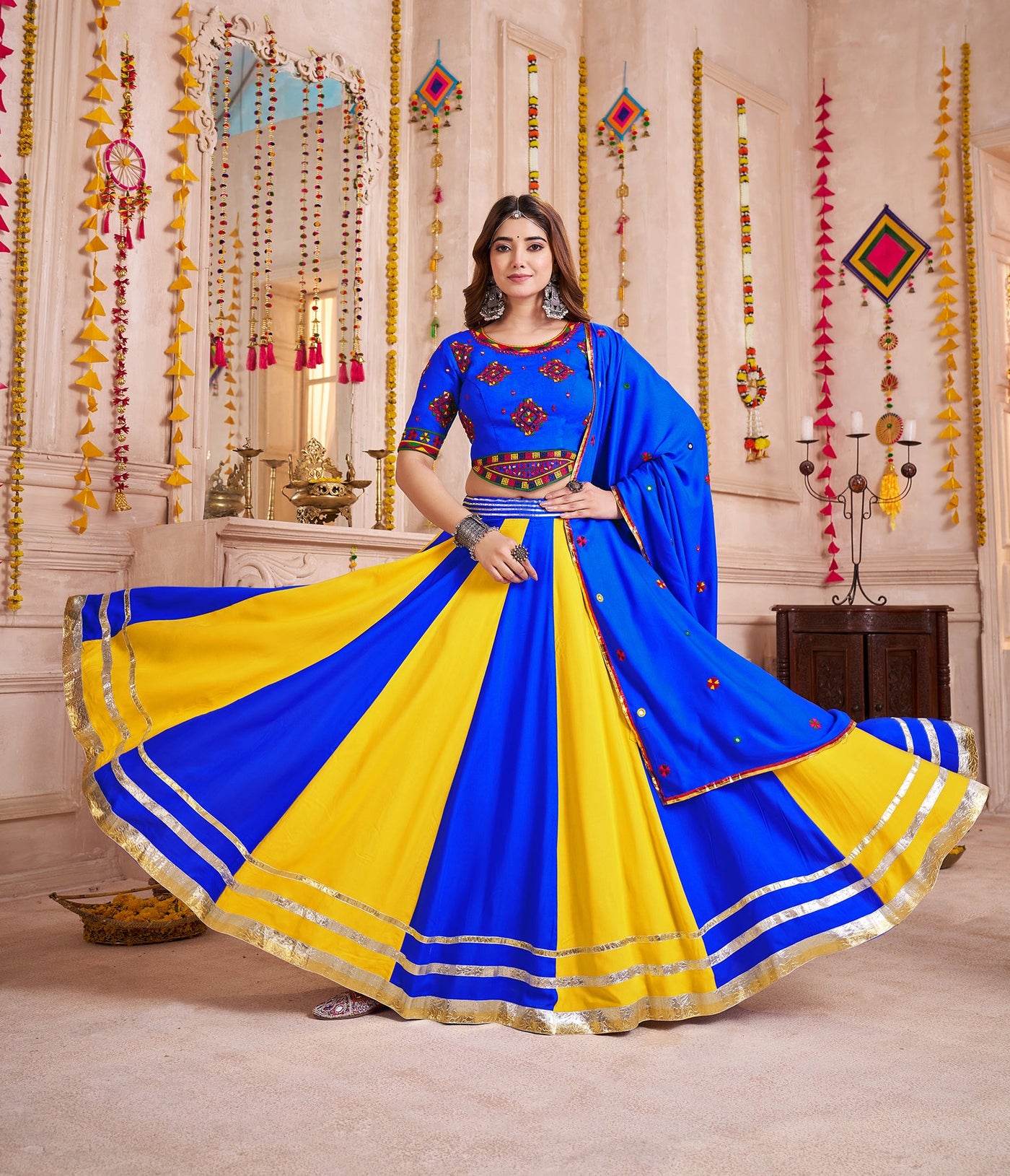 Multi Color Navratri Designer Kutchi work Ready To Wear Lehenga Choli houseofpanchhi