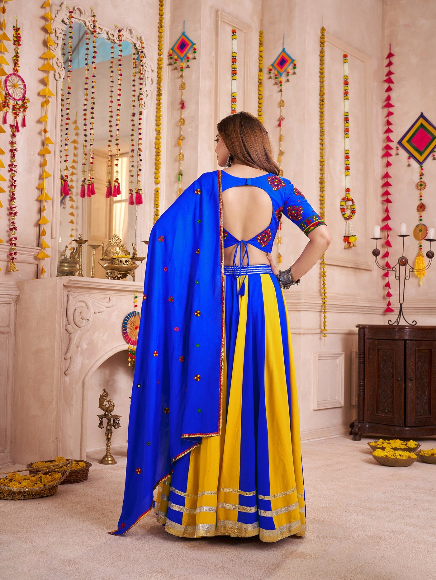 Multi Color Navratri Designer Kutchi work Ready To Wear Lehenga Choli houseofpanchhi