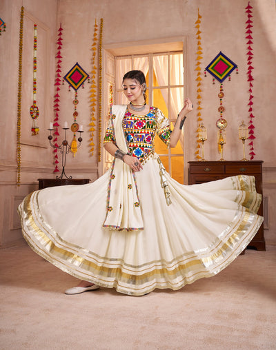 White and Teal Navratri Designer Kutchi work Ready To Wear Lehenga Choli (Copy) houseofpanchhi