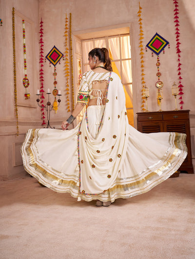 White and Teal Navratri Designer Kutchi work Ready To Wear Lehenga Choli (Copy) houseofpanchhi