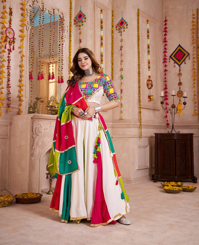 Multi Color Navratri Designer Kutchi work with mirror and kodi work Ready To Wear Lehenga Choli houseofpanchhi