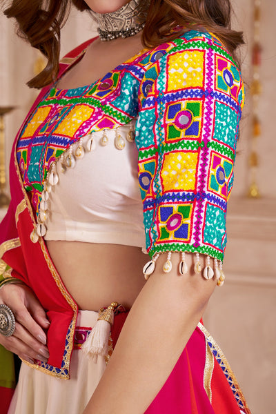 Multi Color Navratri Designer Kutchi work with mirror and kodi work Ready To Wear Lehenga Choli houseofpanchhi